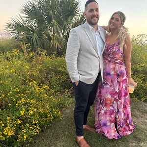 Xscape Pink and Purple Floral Maxi Dress